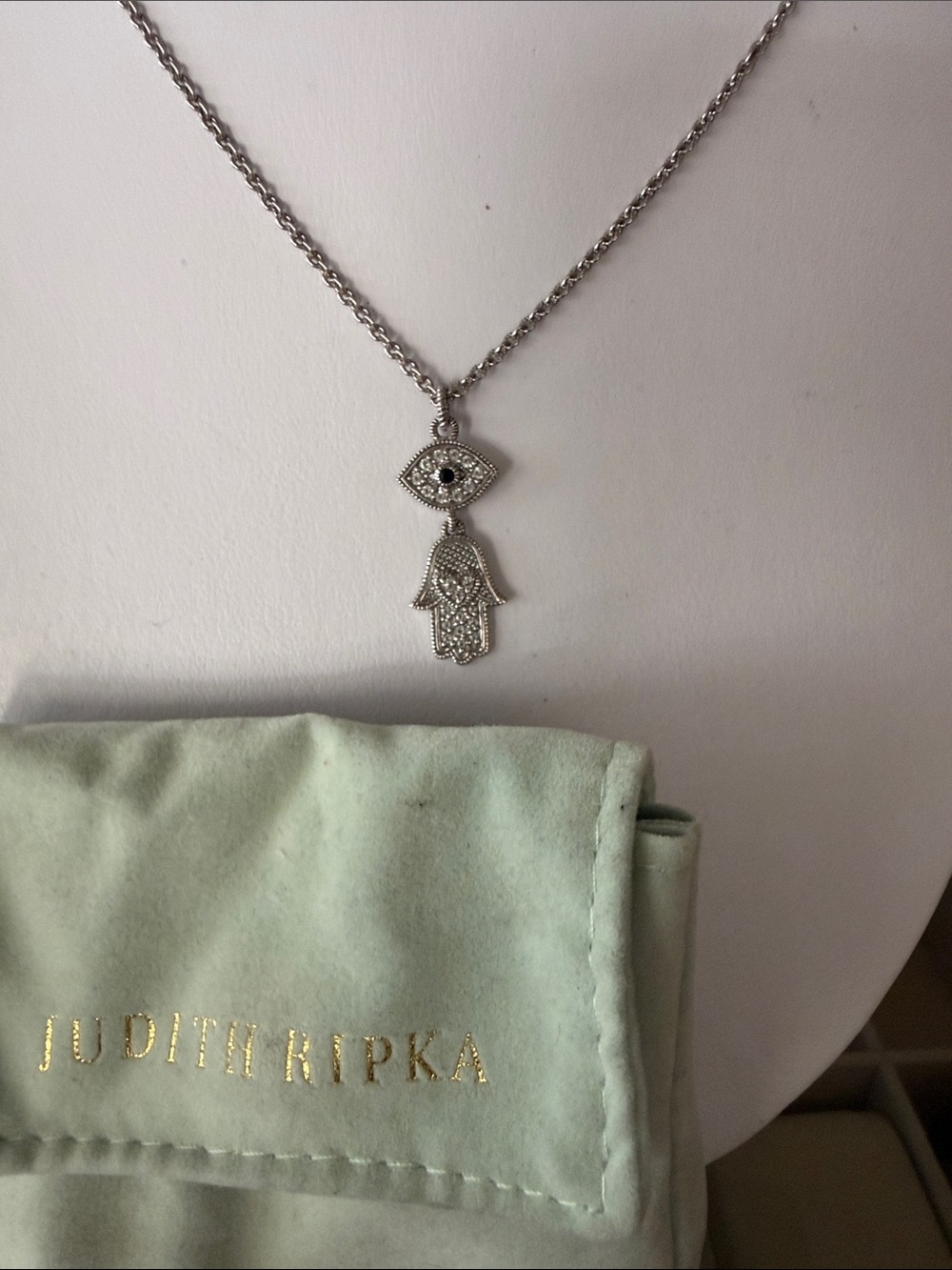 Judith Ripka Silver-tone Evil Eye and Hamsa Pendant Necklace
